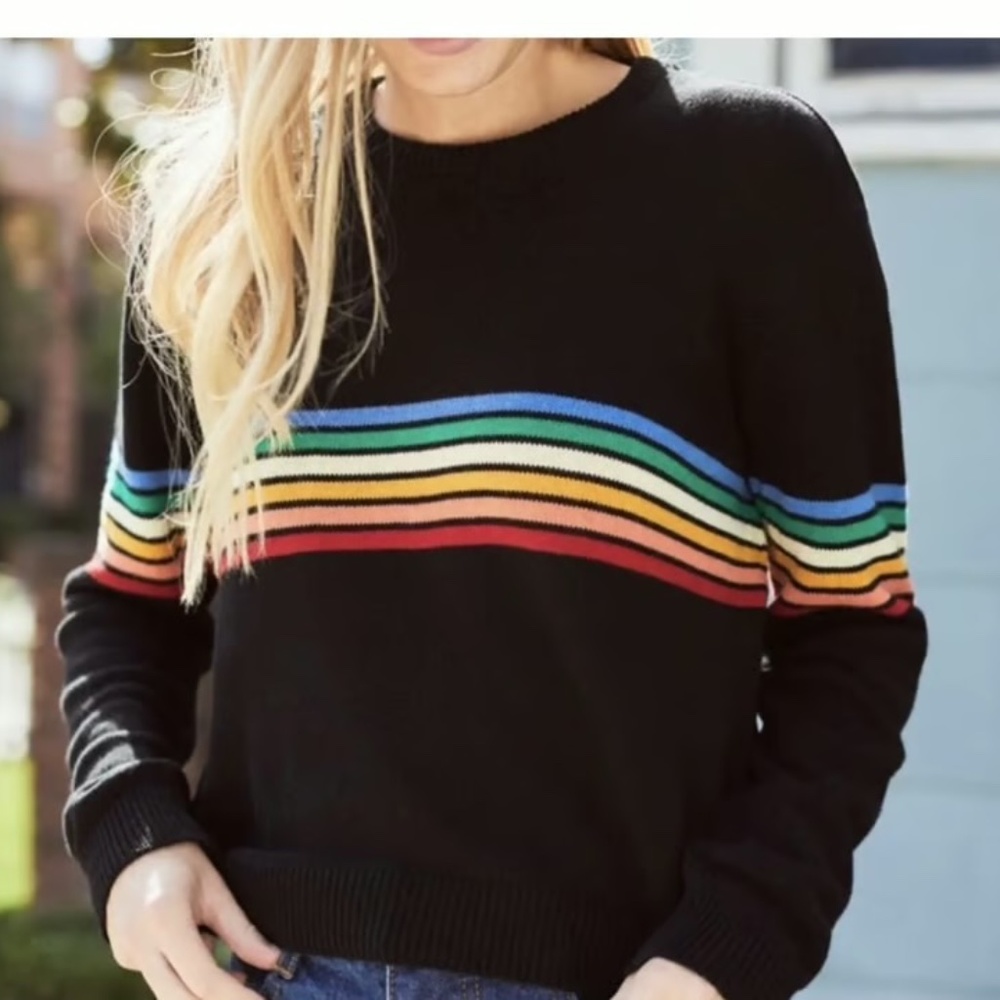 Brandy Melville black crewneck rainbow sweater